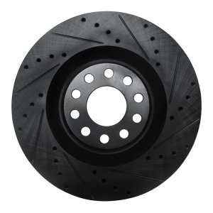 Audi S8 Brake Rotor (1) - Front Right - R1 Concepts - Drilled & Slotted - Black - `01-`03